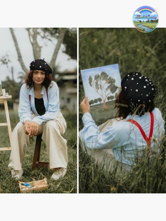 Imitation Cashmere Pearl Beret - French Style Beanie Cap main image 4